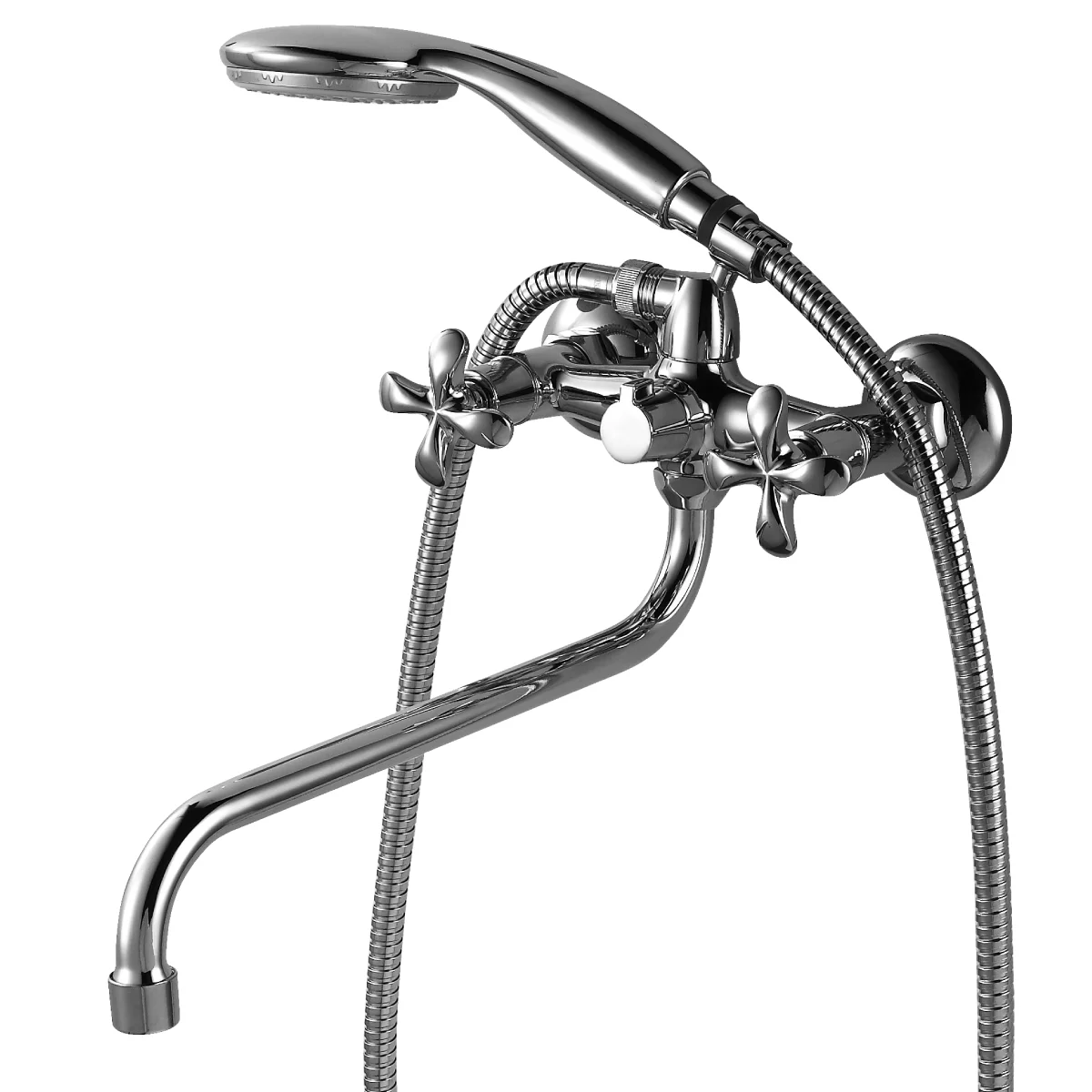 Смеситель для ванны с душем Lemark Flora LM0151C, с длинным изливом, двухвентильный, хром