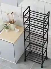 Черный стеллаж-этажерка на колёсах сборный
