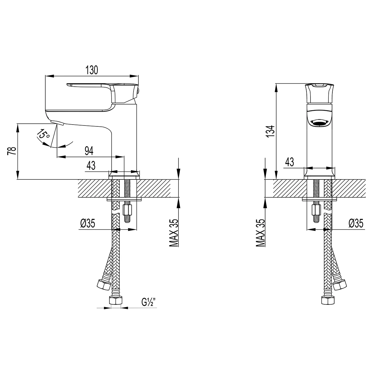 Смеситель для раковины с коротким изливом Lemark Basis LM3606C, однорычажный, хром