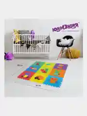 Коврик-пазл напольный 0,9*0,9м мягкий "Зверушки" 9 частей 30*30см, толщина 1см, ЮНЛАНДИЯ