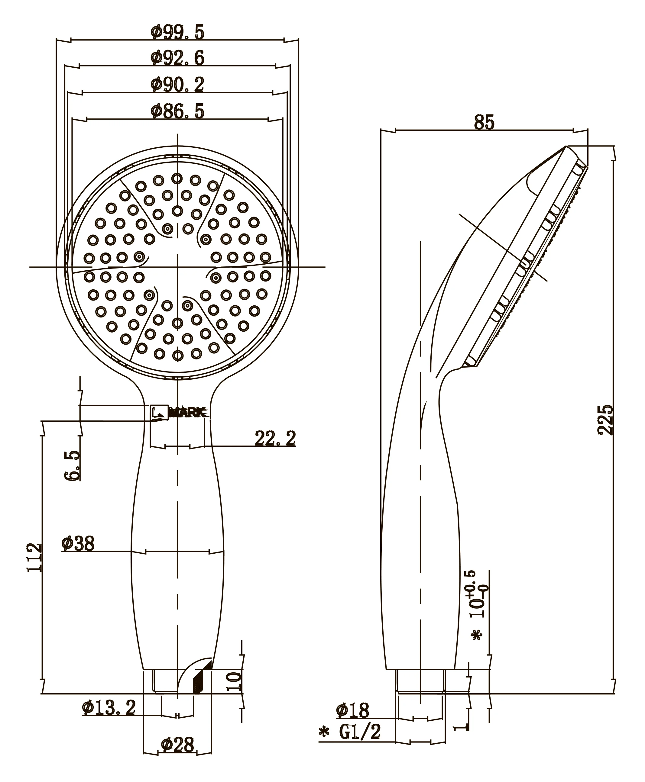 Лейка для душа Lemark LM8001C, 1 режим, хром