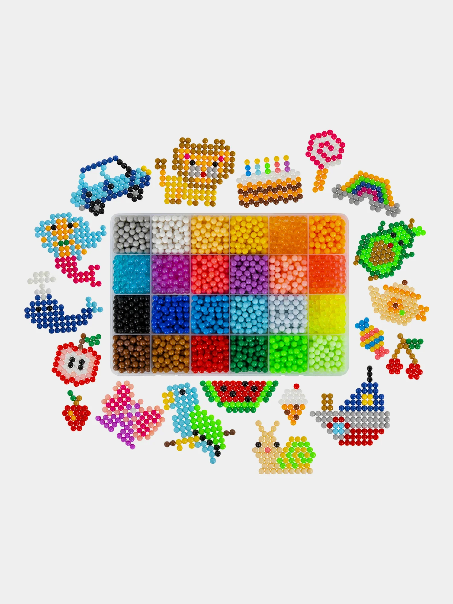 Аквамозаика Aqua Pixels 24 цвета 4200 бусин, с трафаретами, инструментами, Brauberg 664916