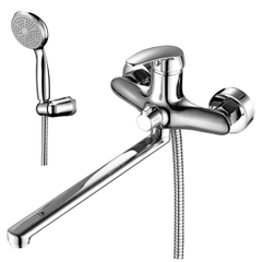Смеситель для ванны с душем Lemark Linara LM0451C, с длинным изливом, однорычажный, хром