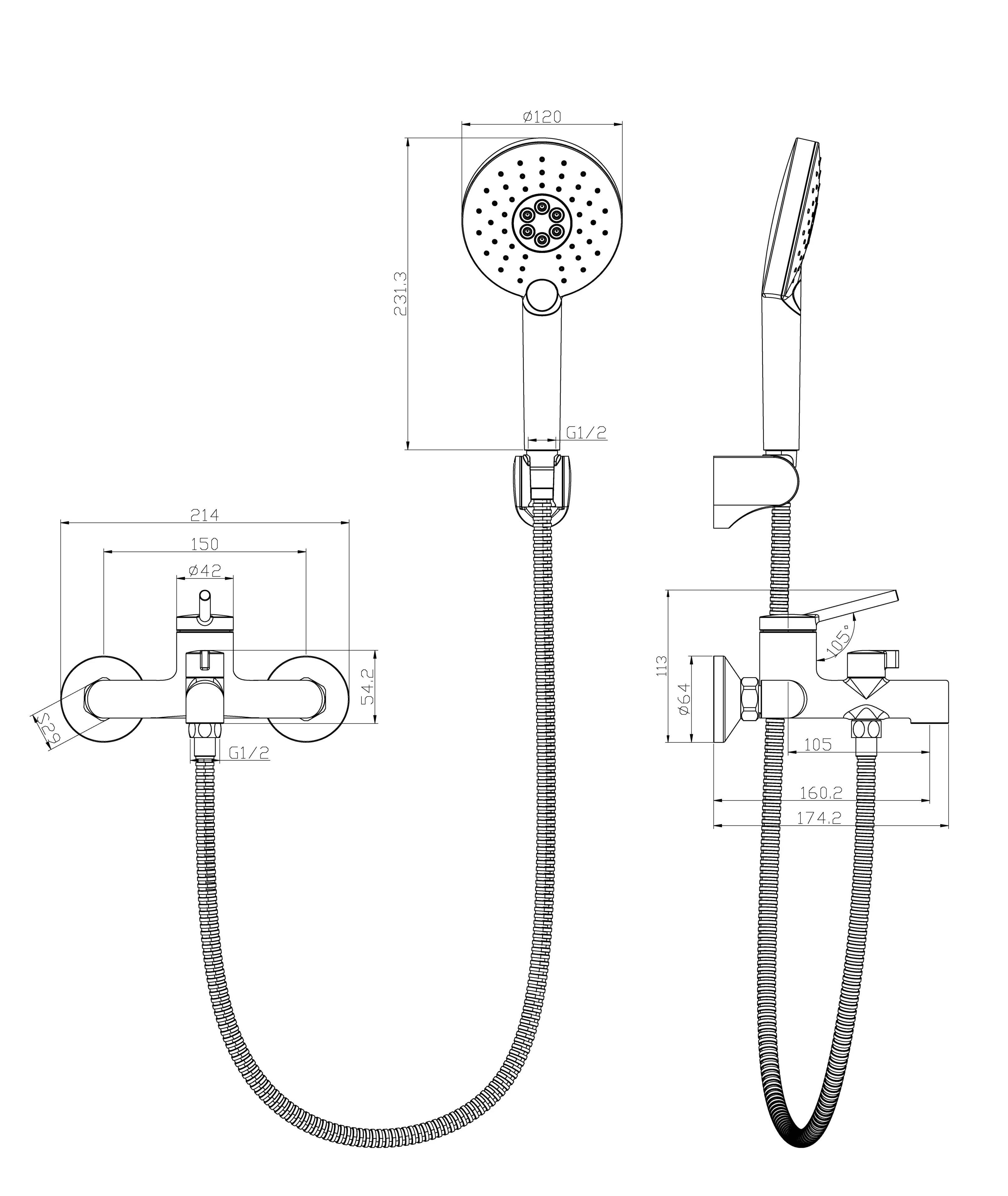 Смеситель для ванны с душем Lemark Minima LM3814C, однорычажный, хром