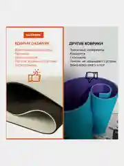 Коврик для йоги и фитнеса, нескользящий, двухцветный, 183x61x0,6см, бежевый/чёрный DASWERK