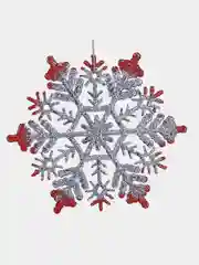 Серебряный ёлочные украшения снежинки, ёлочки, 6 видов