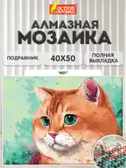 Алмазная мозаика Остров Сокровищ Кот, 663873, без подрамника 40x50 см, картина стразами