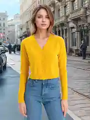 Желтый кардиган женский трикотажный