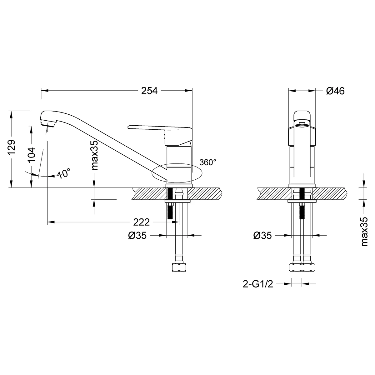 Смеситель для кухни Lemark Point LM0304C, однорычажный, хром