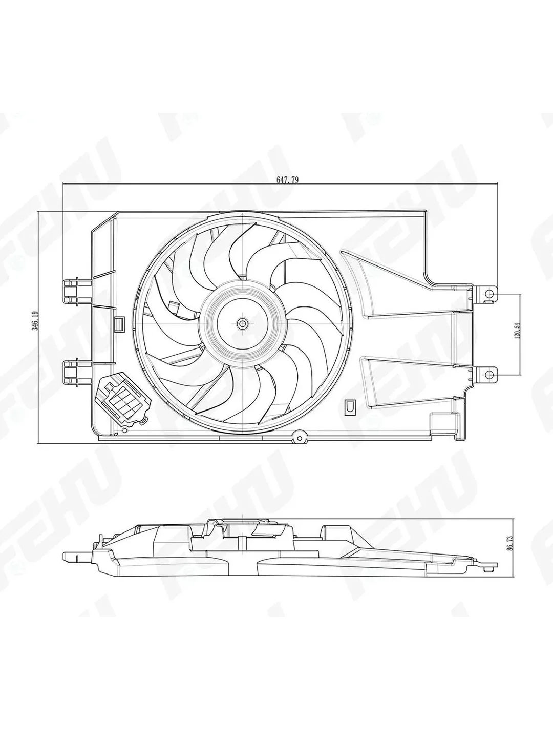FFC1131h Электровентилятор охлаждения с Кожухом VAZ 2190 Granta (15-) (тип KDAC)