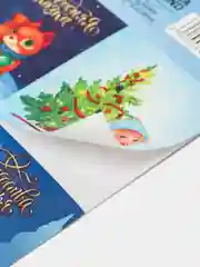 Синий наклейки новогодние детские, 9 штук+ раскраска,11см х15,5см
