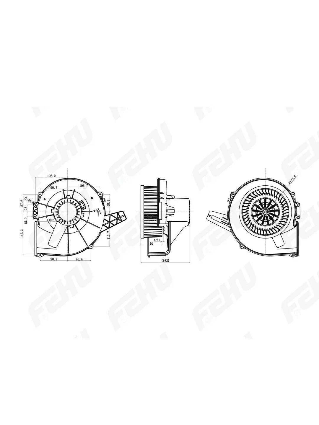 FFH1104 Электровентилятор отопителя VW Polo Sedan (10-)/Skoda Rapid (12-)