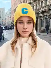 Желтый утепленная шапка бини унисекс
