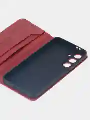Красный чехол-книжка для Samsung Galaxy S24 FE из высококачественной искусственной кожи