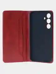 Красный чехол-книжка для Samsung Galaxy S24 FE из высококачественной искусственной кожи