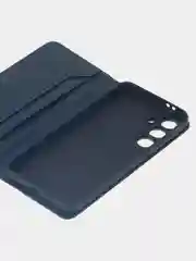 Синий чехол-книжка для Samsung Galaxy S24 FE из высококачественной искусственной кожи