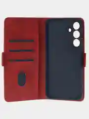 Алый чехол-книжка для Samsung Galaxy S24 FE из высококачественной искусственной кожи