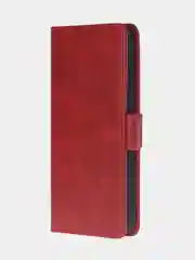 Алый чехол-книжка для Samsung Galaxy S24 FE из высококачественной искусственной кожи