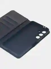 Угольный чехол-книжка для Samsung Galaxy S24 FE из высококачественной искусственной кожи
