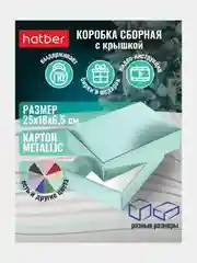Мятный коробка подарочная картонная с крышкой сборная 250х180х65мм
