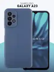 Синий чехол для Samsung Galaxy A23 силиконовый ROSCO матовый тонкий с бортиком- защитой камер