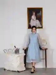 Голубой вечернее женское платье