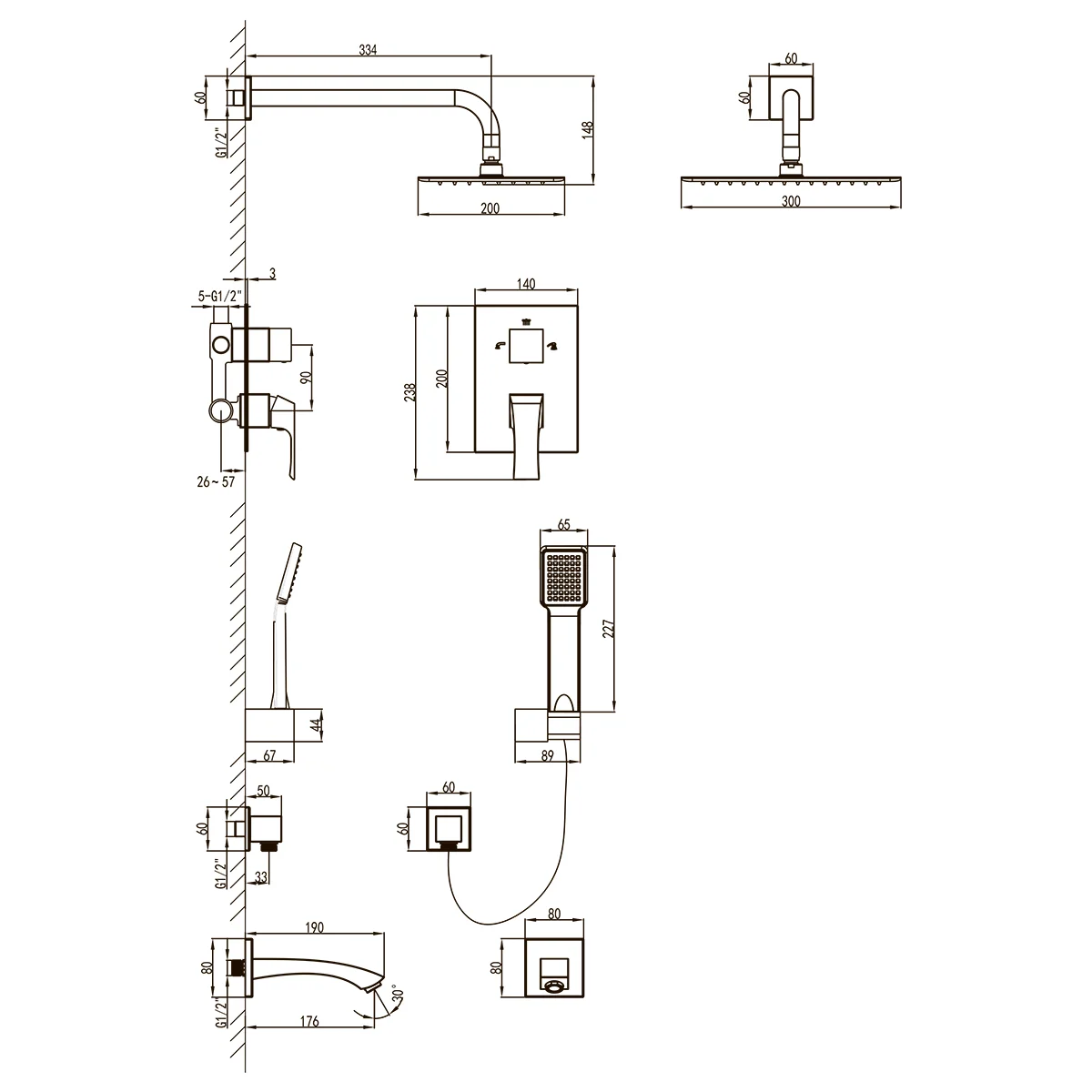 Душевая система Lemark Unit LM4522C, встраиваемая, хром