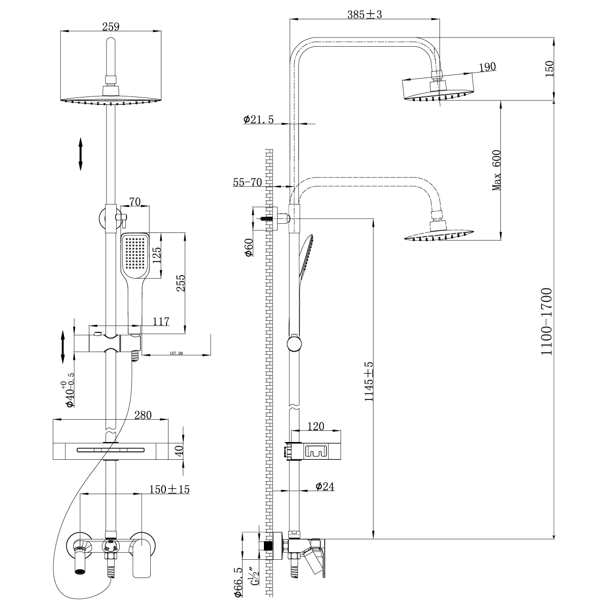 Душевая система Lemark Tropic LM7002C, хром