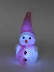 Розовый ночник-снеговик хрустальный светодиодный / символика нового года