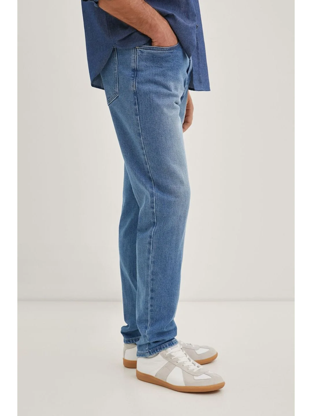 Голубой джинсы slim fit мужские