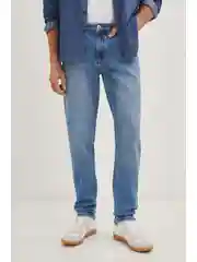 Голубой джинсы slim fit мужские