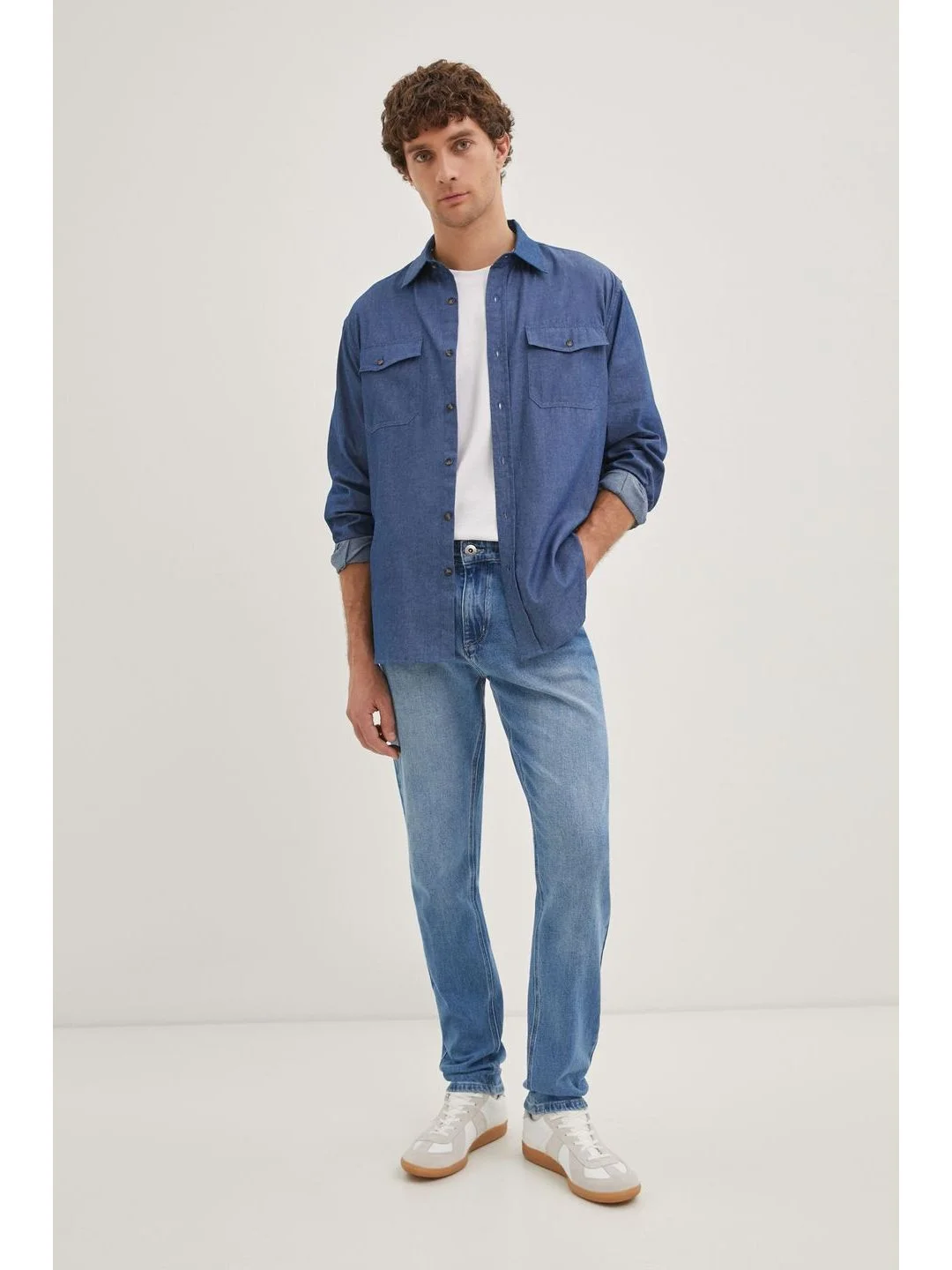 Голубой джинсы slim fit мужские