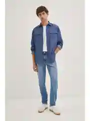 Голубой джинсы slim fit мужские