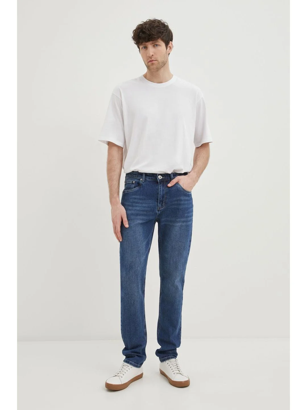 Синий джинсы slim fit мужские