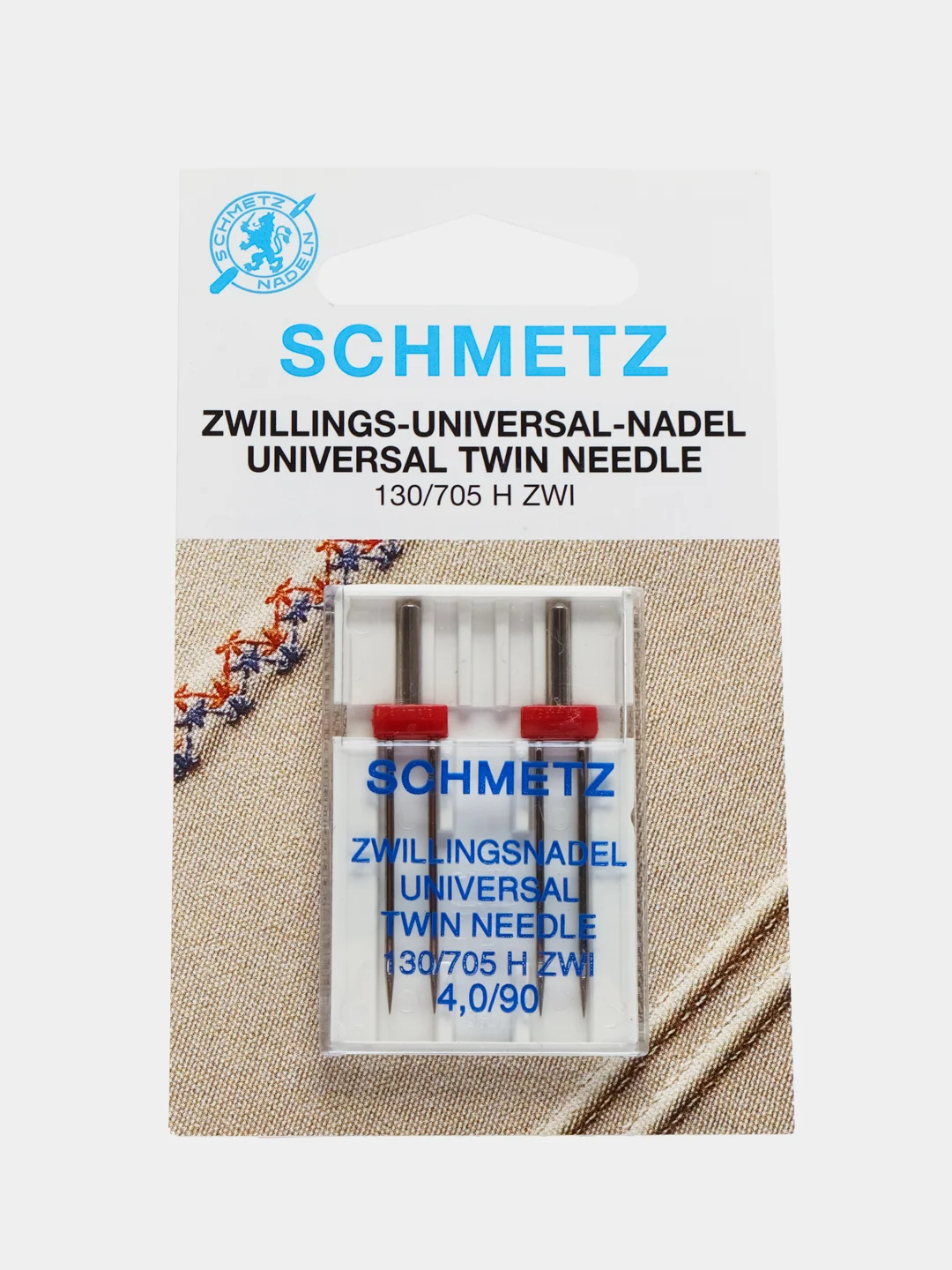 Иглы для бытовых швейных машин, стандартные двойные Schmetz 130/705H ZWI №90/4.0, уп.2 иг