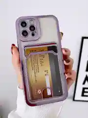 Фиолетовый чехол на Айфон, с карманом для карт, IPhone XR 11 12 13 14 15 Pro Max, картхолдер