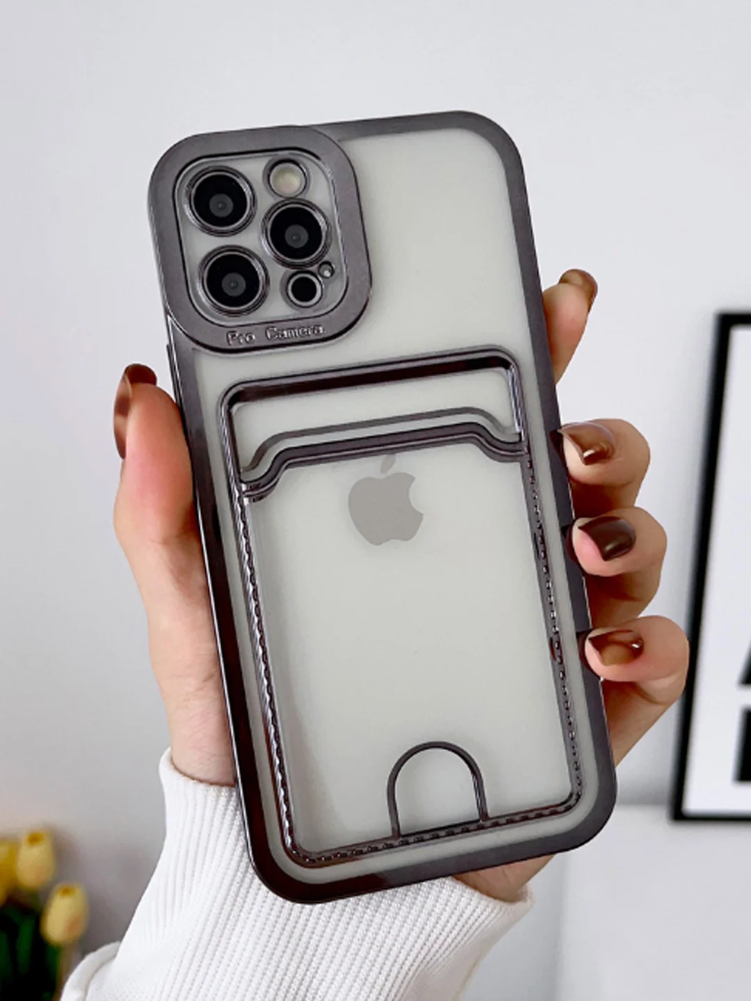 Черный чехол на Айфон, с карманом для карт, IPhone XR 11 12 13 14 15 Pro Max, картхолдер