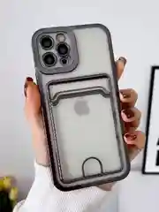 Черный чехол на Айфон, с карманом для карт, IPhone XR 11 12 13 14 15 Pro Max, картхолдер