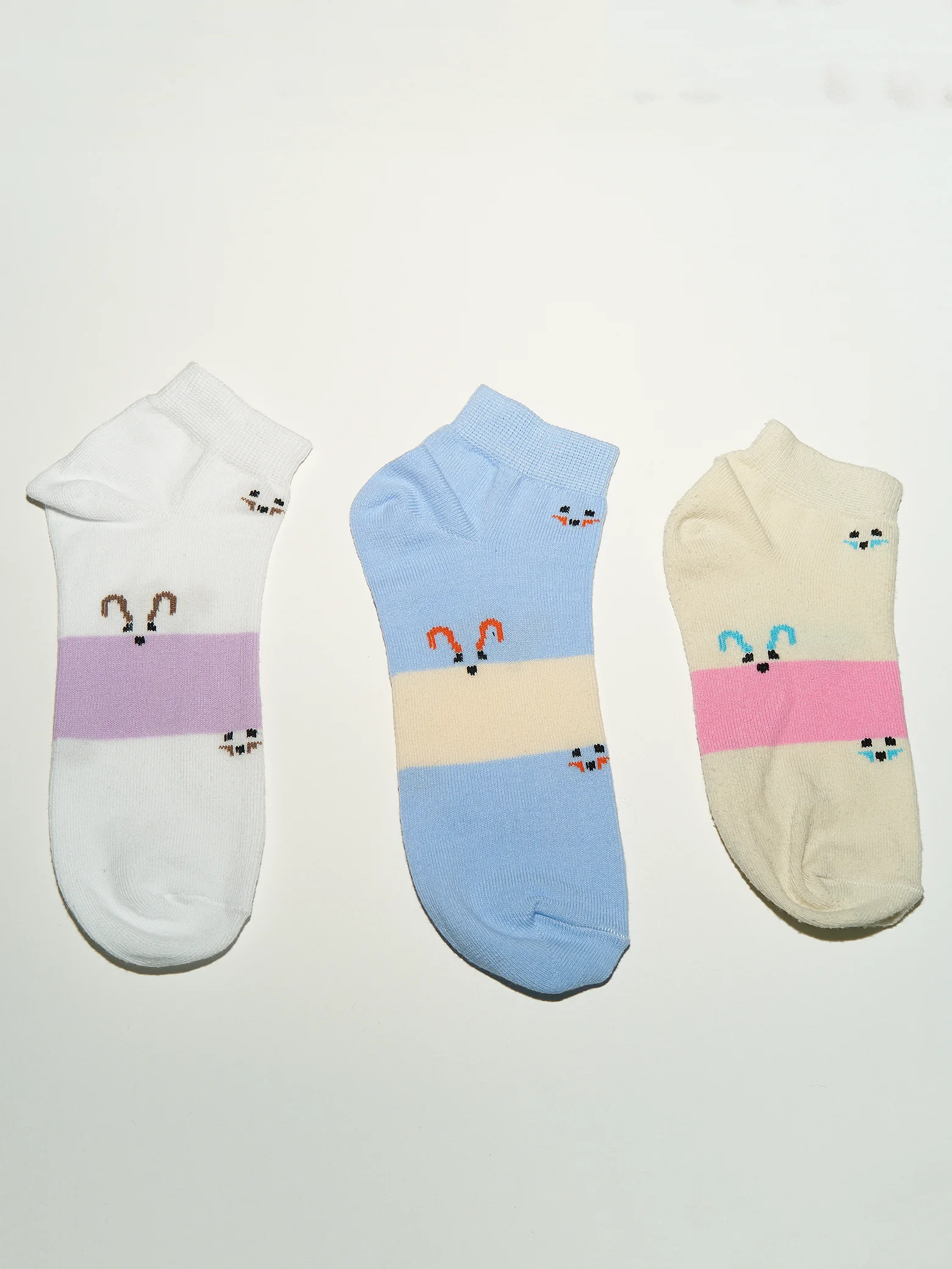 Разноцветный носки женские "CottonComfort", 80% хлопок, короткие, 1 пара, 3 пары, набор из 3-х разных пар