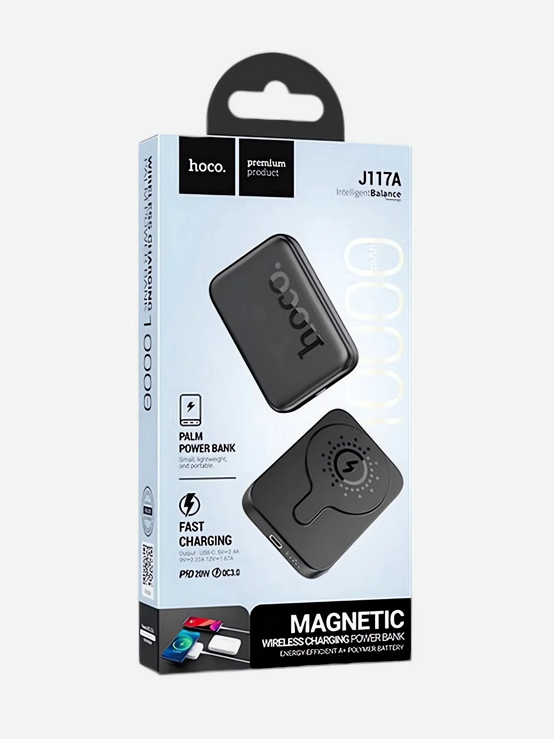 Черный повербанк для iPhone с magsafe и быстрой зарядкой 20W Hoco J117/J117A 5000/10000 mAh