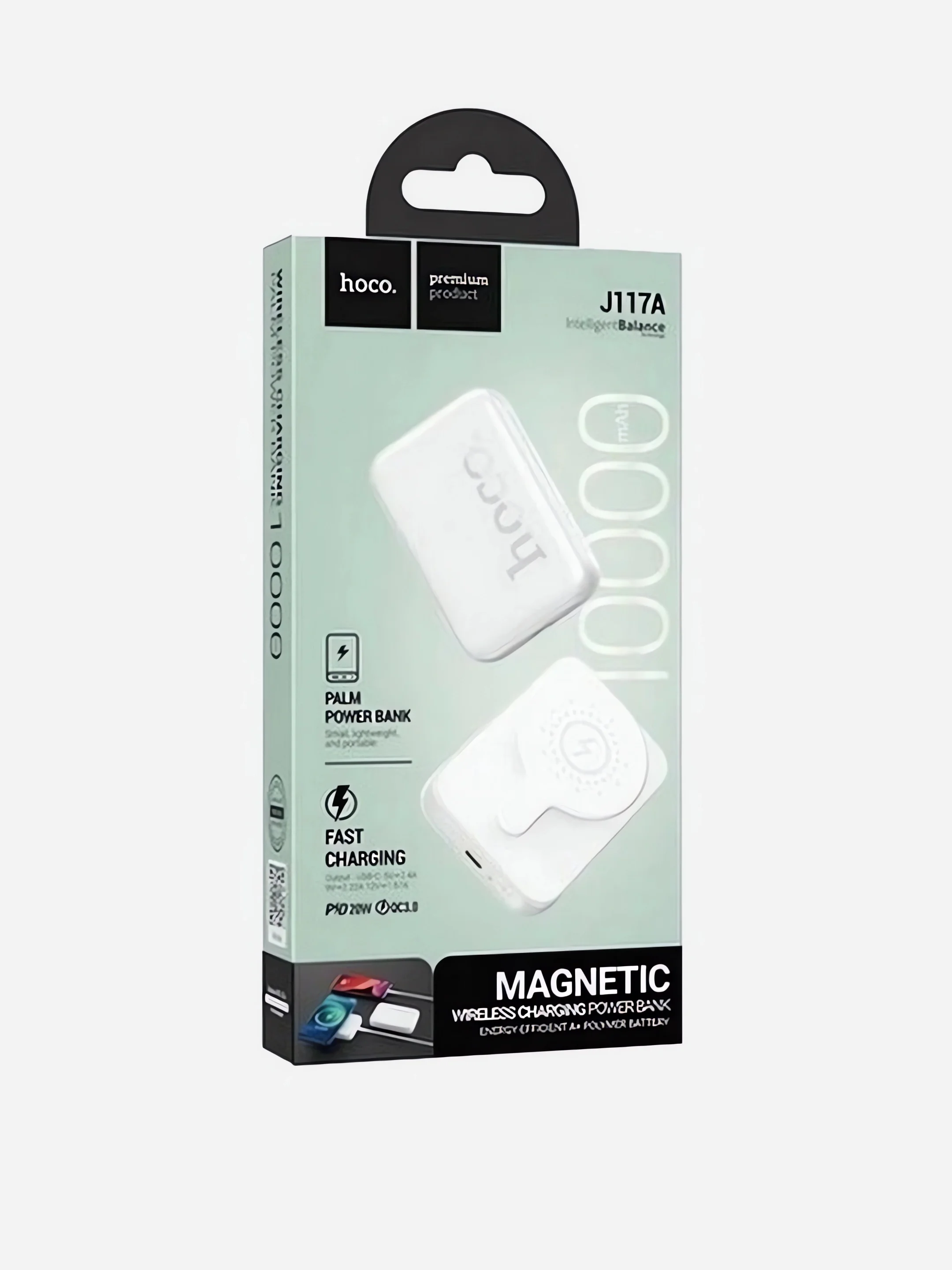 Белый повербанк для iPhone с magsafe и быстрой зарядкой 20W Hoco J117/J117A 5000/10000 mAh
