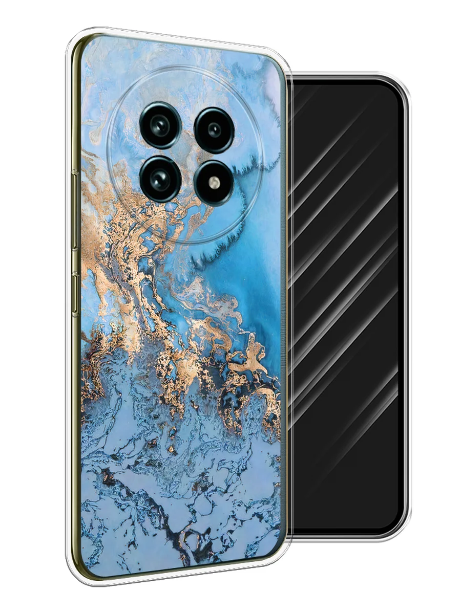 Голубой чехол на Realme 13 Pro+/13 Pro / Реалми 13 Про+/13 Про прозрачный, с принтом