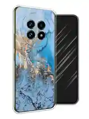 Голубой чехол на Realme 13 Pro+/13 Pro / Реалми 13 Про+/13 Про прозрачный, с принтом