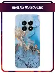Голубой чехол на Realme 13 Pro+/13 Pro / Реалми 13 Про+/13 Про прозрачный, с принтом