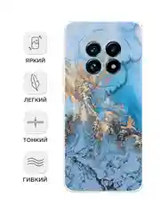 Голубой чехол на Realme 13 Pro+/13 Pro / Реалми 13 Про+/13 Про прозрачный, с принтом