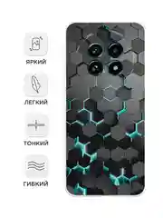 Бирюзовый чехол на Realme 13 Pro+/13 Pro / Реалми 13 Про+/13 Про прозрачный, с принтом