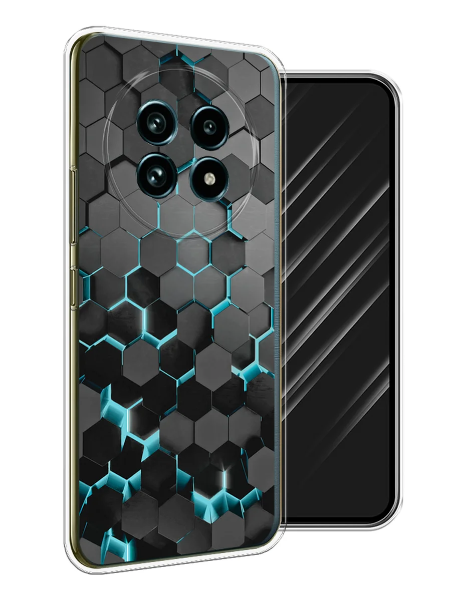 Бирюзовый чехол на Realme 13 Pro+/13 Pro / Реалми 13 Про+/13 Про прозрачный, с принтом