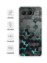 Бирюзовый чехол на OnePlus Nord 4 5G / Ван Плас Норд 4 5G прозрачный, с принтом, защита камеры