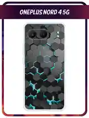 Бирюзовый чехол на OnePlus Nord 4 5G / Ван Плас Норд 4 5G прозрачный, с принтом, защита камеры