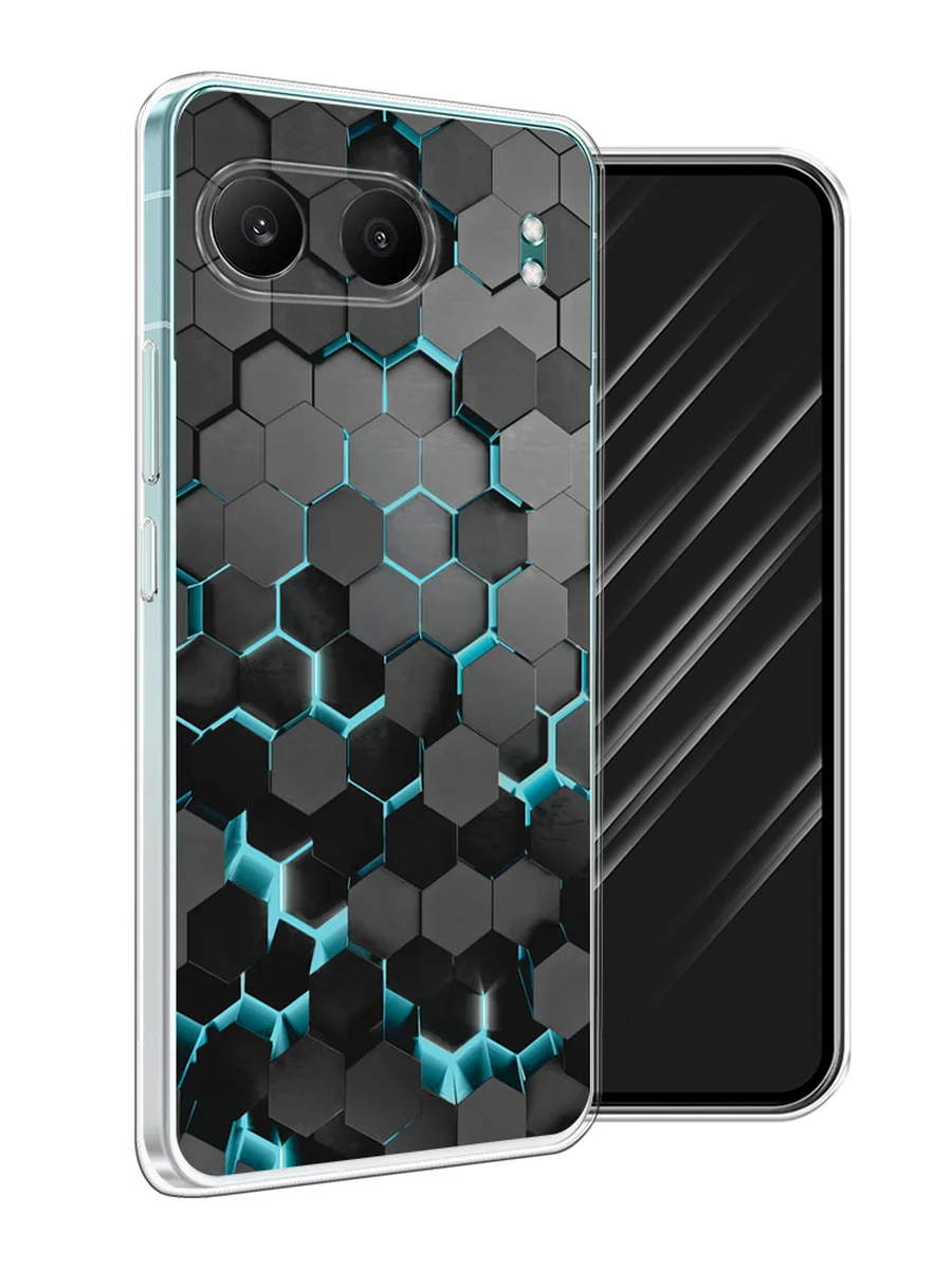 Бирюзовый чехол на OnePlus Nord 4 5G / Ван Плас Норд 4 5G прозрачный, с принтом, защита камеры
